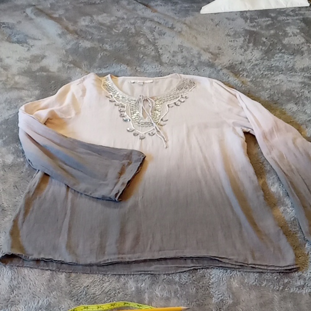 Romeo & Juliet Sheer Cotton Top Embroidered Ombre